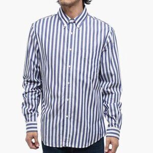 Aspesi Poplin Blue Stripe Button Front Shirt 44/16